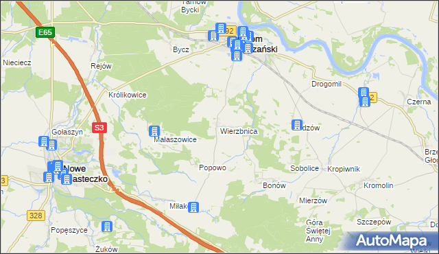 mapa Wierzbnica gmina Bytom Odrzański, Wierzbnica gmina Bytom Odrzański na mapie Targeo