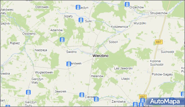 mapa Wierzbno powiat węgrowski, Wierzbno powiat węgrowski na mapie Targeo