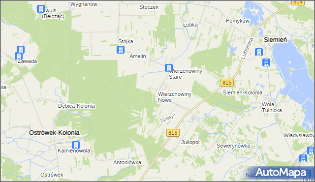 mapa Wierzchowiny Nowe, Wierzchowiny Nowe na mapie Targeo
