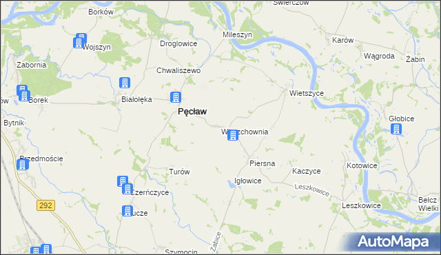 mapa Wierzchownia gmina Pęcław, Wierzchownia gmina Pęcław na mapie Targeo