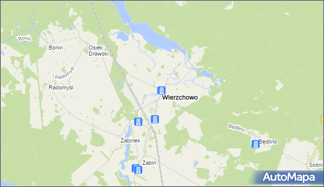 mapa Wierzchowo powiat drawski, Wierzchowo powiat drawski na mapie Targeo