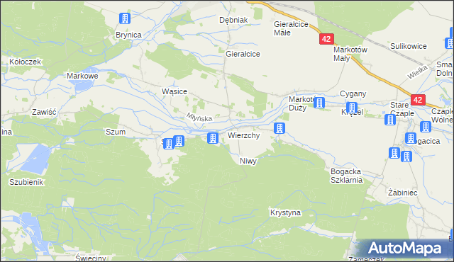 mapa Wierzchy gmina Wołczyn, Wierzchy gmina Wołczyn na mapie Targeo