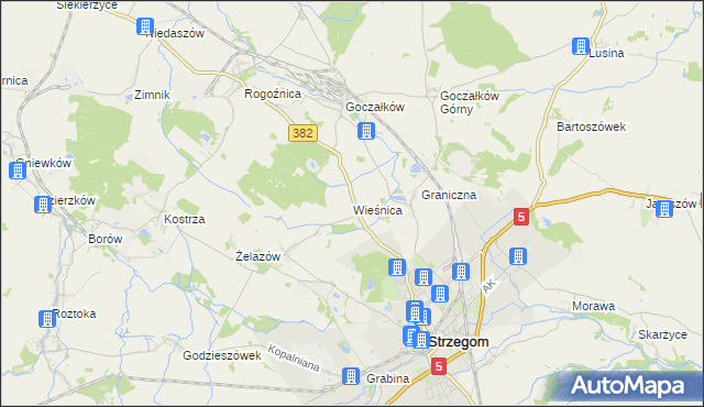 mapa Wieśnica, Wieśnica na mapie Targeo