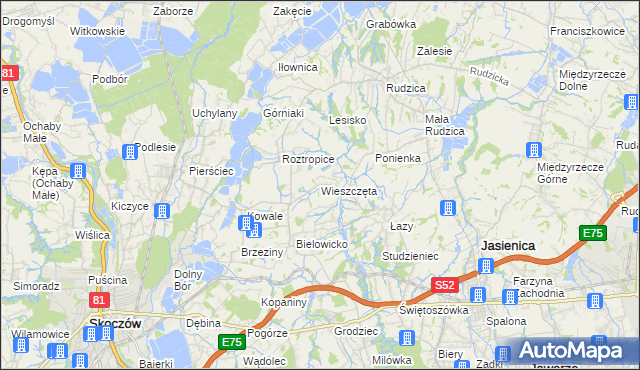 mapa Wieszczęta, Wieszczęta na mapie Targeo