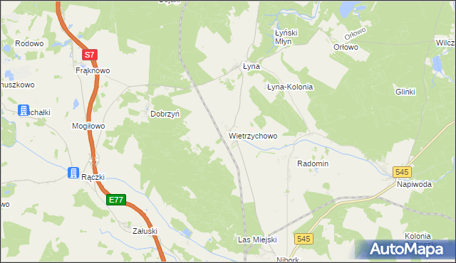 mapa Wietrzychowo, Wietrzychowo na mapie Targeo