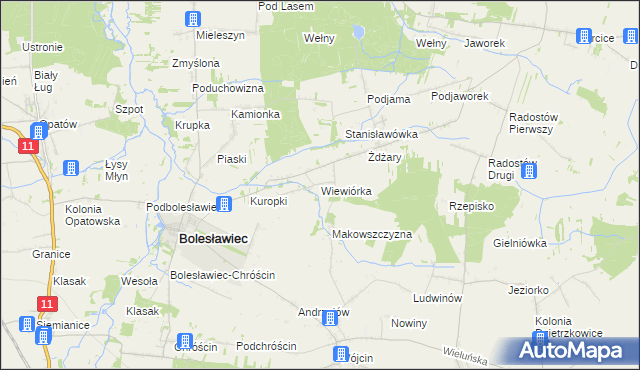 mapa Wiewiórka gmina Bolesławiec, Wiewiórka gmina Bolesławiec na mapie Targeo