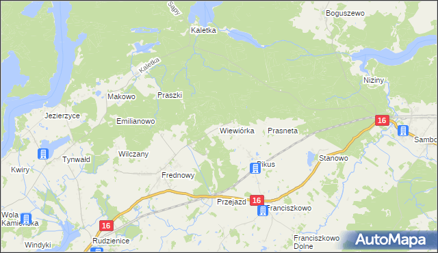 mapa Wiewiórka gmina Iława, Wiewiórka gmina Iława na mapie Targeo