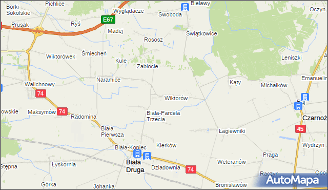 mapa Wiktorów gmina Biała, Wiktorów gmina Biała na mapie Targeo