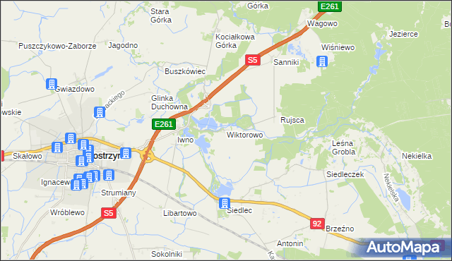 mapa Wiktorowo gmina Kostrzyn, Wiktorowo gmina Kostrzyn na mapie Targeo