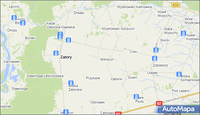 mapa Wiktoryn gmina Zatory, Wiktoryn gmina Zatory na mapie Targeo