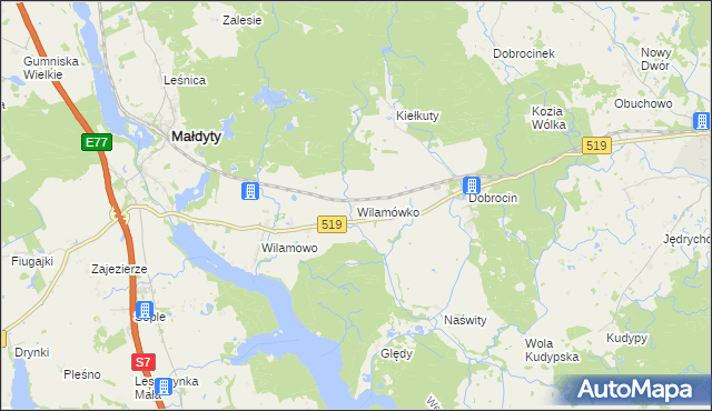 mapa Wilamówko, Wilamówko na mapie Targeo