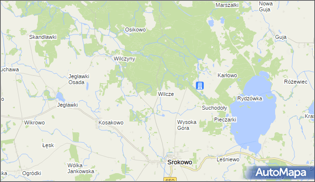mapa Wilcze gmina Srokowo, Wilcze gmina Srokowo na mapie Targeo
