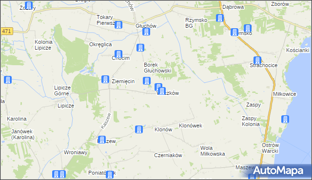 mapa Wilczków gmina Goszczanów, Wilczków gmina Goszczanów na mapie Targeo