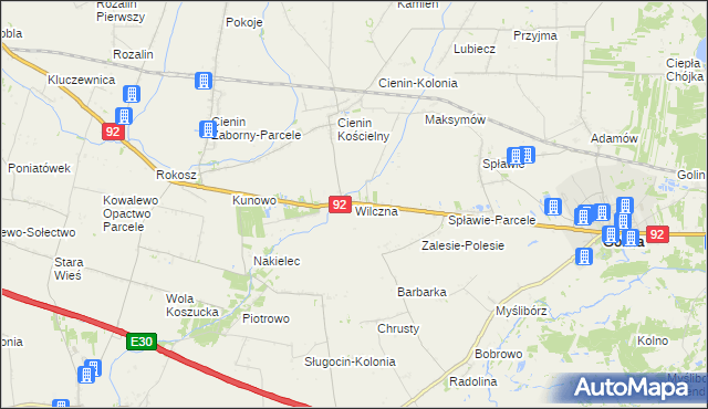 mapa Wilczna gmina Słupca, Wilczna gmina Słupca na mapie Targeo