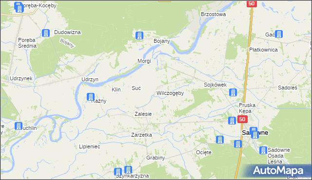 mapa Wilczogęby, Wilczogęby na mapie Targeo