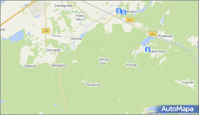 mapa Wilczy Dół, Wilczy Dół na mapie Targeo