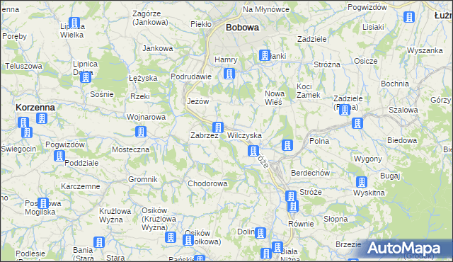 mapa Wilczyska gmina Bobowa, Wilczyska gmina Bobowa na mapie Targeo