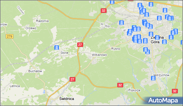 mapa Wilkanowo gmina Świdnica, Wilkanowo gmina Świdnica na mapie Targeo