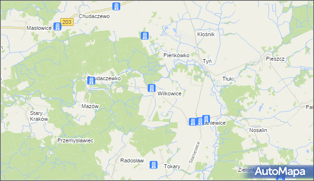 mapa Wilkowice gmina Postomino, Wilkowice gmina Postomino na mapie Targeo