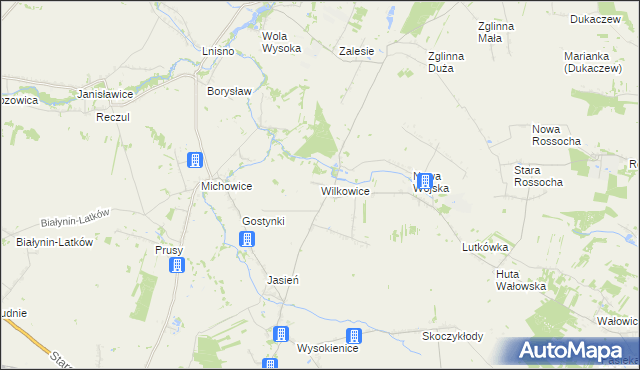 mapa Wilkowice gmina Rawa Mazowiecka, Wilkowice gmina Rawa Mazowiecka na mapie Targeo