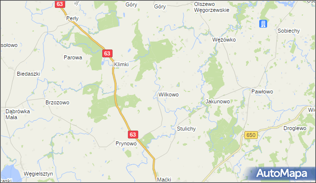 mapa Wilkowo gmina Węgorzewo, Wilkowo gmina Węgorzewo na mapie Targeo