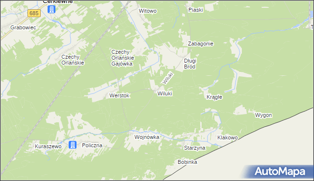 mapa Wiluki, Wiluki na mapie Targeo