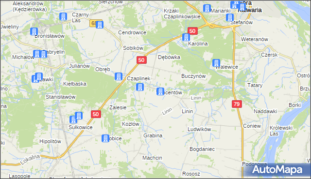 mapa Wincentów gmina Góra Kalwaria, Wincentów gmina Góra Kalwaria na mapie Targeo