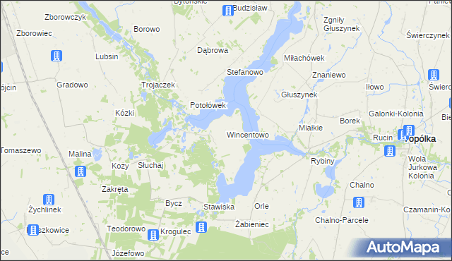 mapa Wincentowo gmina Piotrków Kujawski, Wincentowo gmina Piotrków Kujawski na mapie Targeo