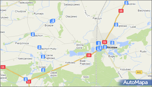 mapa Winna Góra gmina Środa Wielkopolska, Winna Góra gmina Środa Wielkopolska na mapie Targeo