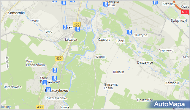 mapa Wiórek, Wiórek na mapie Targeo