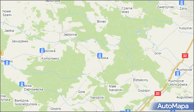 mapa Wioska gmina Rakoniewice, Wioska gmina Rakoniewice na mapie Targeo