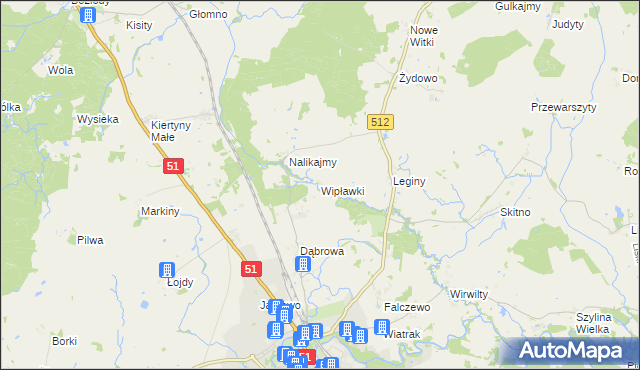 mapa Wipławki, Wipławki na mapie Targeo