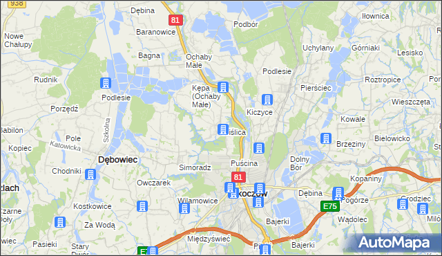 mapa Wiślica gmina Skoczów, Wiślica gmina Skoczów na mapie Targeo