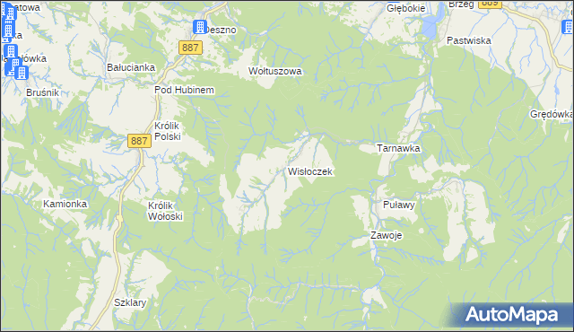 mapa Wisłoczek, Wisłoczek na mapie Targeo