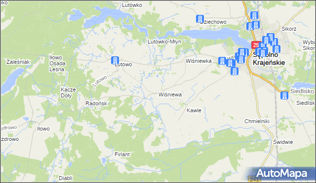 mapa Wiśniewa gmina Sępólno Krajeńskie, Wiśniewa gmina Sępólno Krajeńskie na mapie Targeo