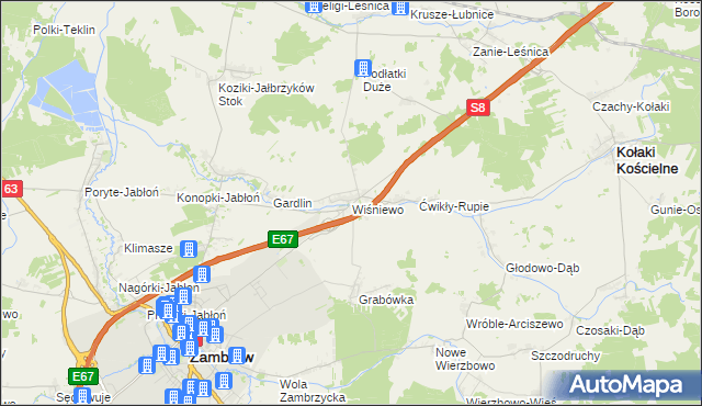 mapa Wiśniewo gmina Zambrów, Wiśniewo gmina Zambrów na mapie Targeo