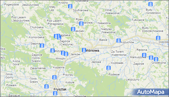 mapa Wiśniowa powiat strzyżowski, Wiśniowa powiat strzyżowski na mapie Targeo