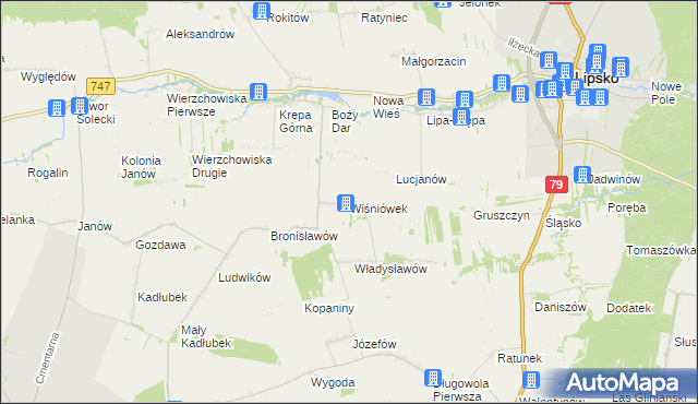 mapa Wiśniówek gmina Lipsko, Wiśniówek gmina Lipsko na mapie Targeo