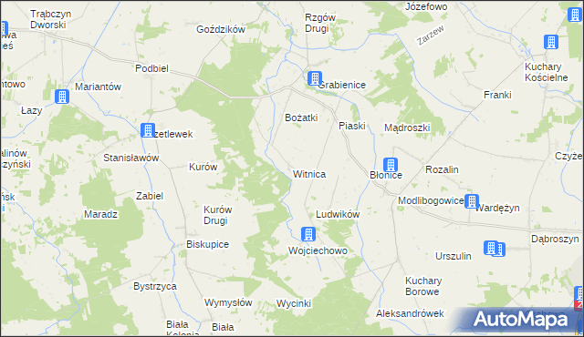 mapa Witnica gmina Rzgów, Witnica gmina Rzgów na mapie Targeo