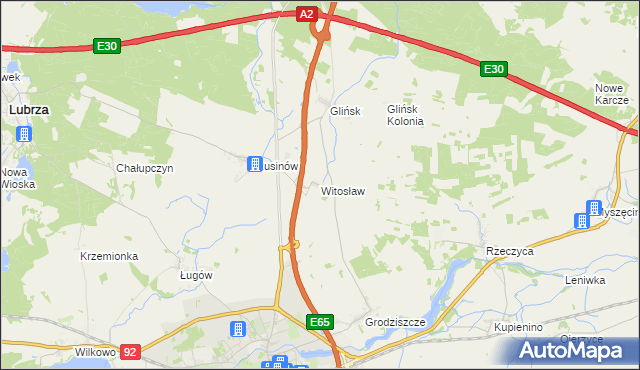 mapa Witosław gmina Świebodzin, Witosław gmina Świebodzin na mapie Targeo