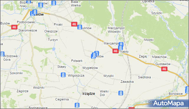 mapa Witów gmina Irządze, Witów gmina Irządze na mapie Targeo