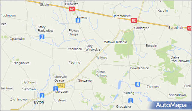 mapa Witowo gmina Bytoń, Witowo gmina Bytoń na mapie Targeo