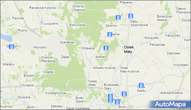 mapa Witowo gmina Osiek Mały, Witowo gmina Osiek Mały na mapie Targeo