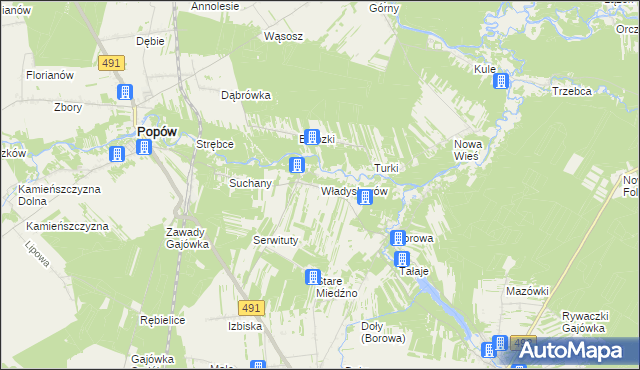 mapa Władysławów gmina Miedźno, Władysławów gmina Miedźno na mapie Targeo