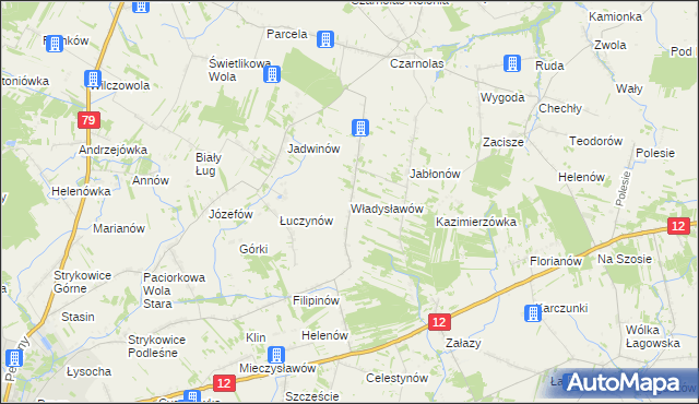 mapa Władysławów gmina Policzna, Władysławów gmina Policzna na mapie Targeo