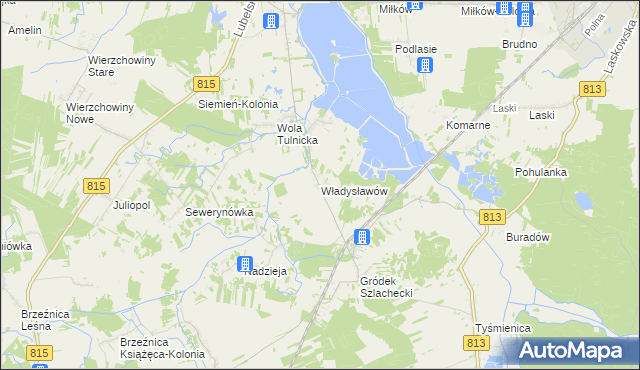 mapa Władysławów gmina Siemień, Władysławów gmina Siemień na mapie Targeo