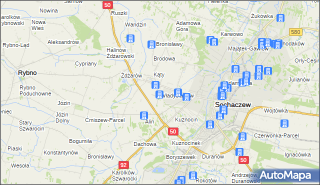 mapa Władysławów gmina Sochaczew, Władysławów gmina Sochaczew na mapie Targeo