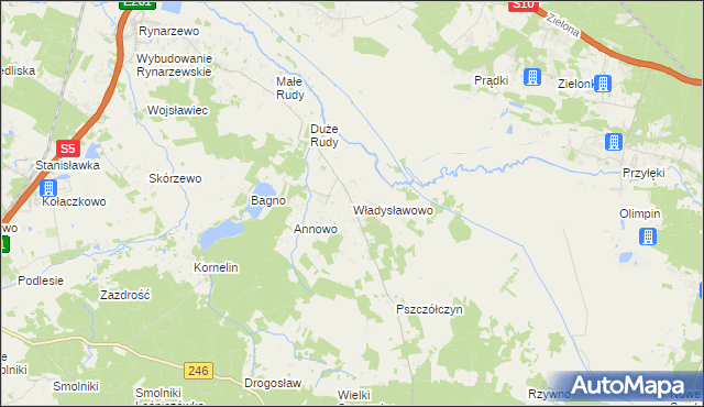 mapa Władysławowo gmina Łabiszyn, Władysławowo gmina Łabiszyn na mapie Targeo