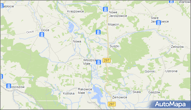 mapa Włodzice Wielkie, Włodzice Wielkie na mapie Targeo