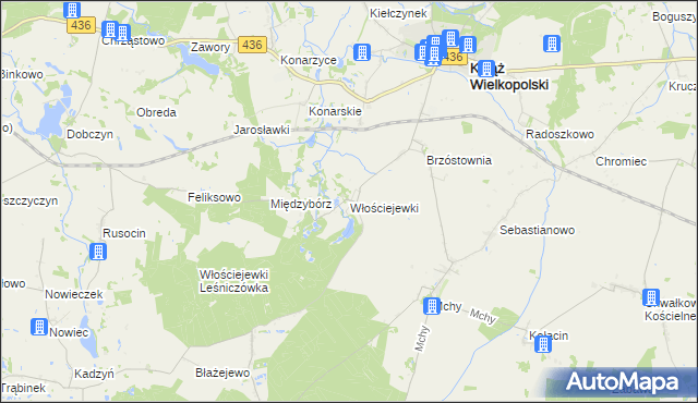 mapa Włościejewki, Włościejewki na mapie Targeo